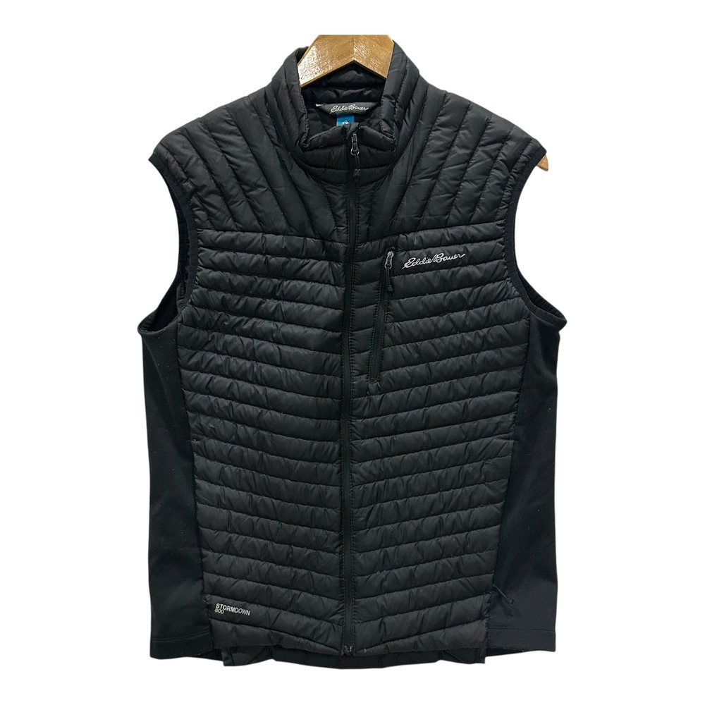 Eddie Bauer First Ascent StormDown 800 Puffer Vest Mens Medium Black Full Zip